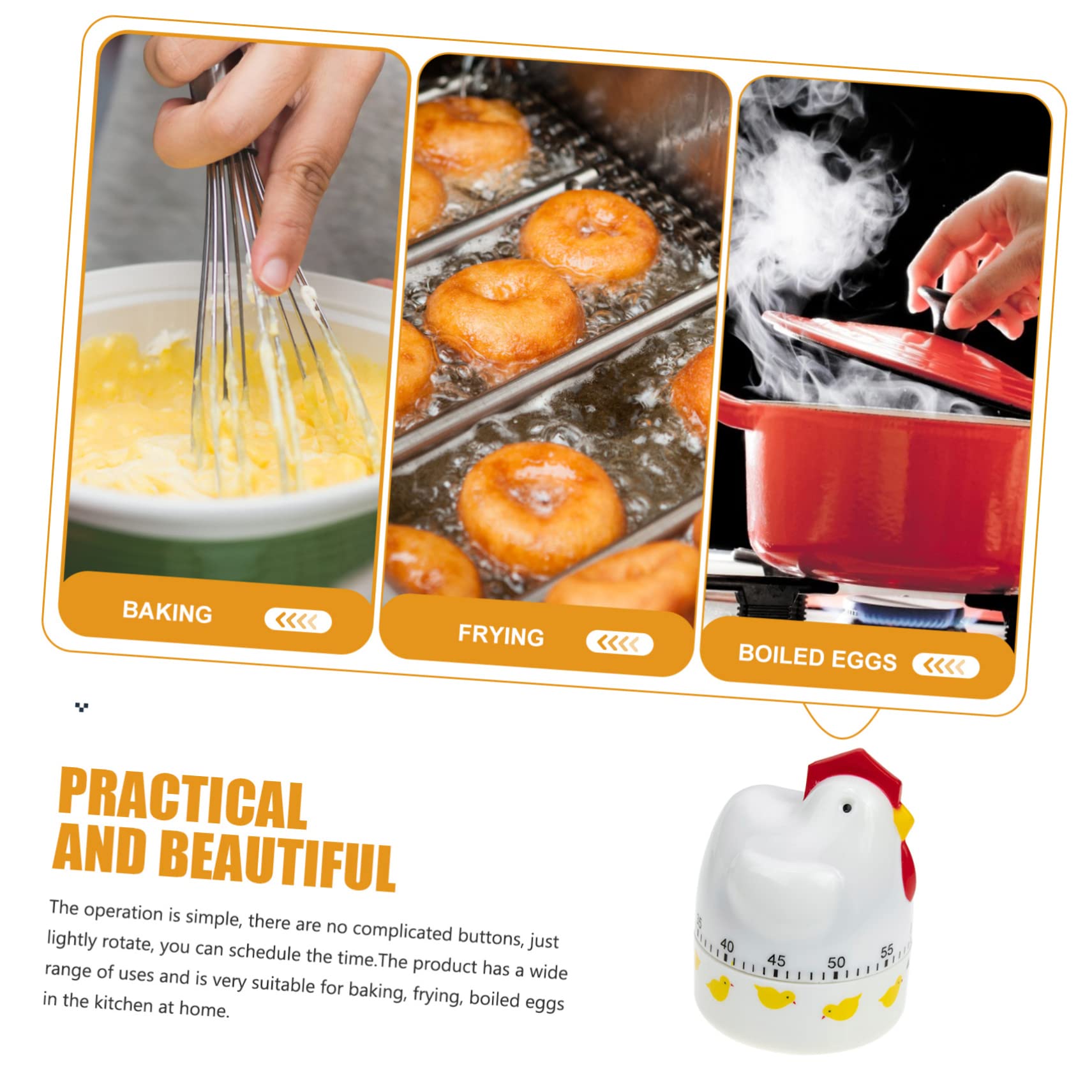 PRETYZOOM 5pezzi Timer Meccanico Da Cucina Forma Di Pollo Timer Di Conto Alla Rovescia Portatile Per Gestione Del Adatto Per Cottura e Attività Domestiche Design Carino e Pratico