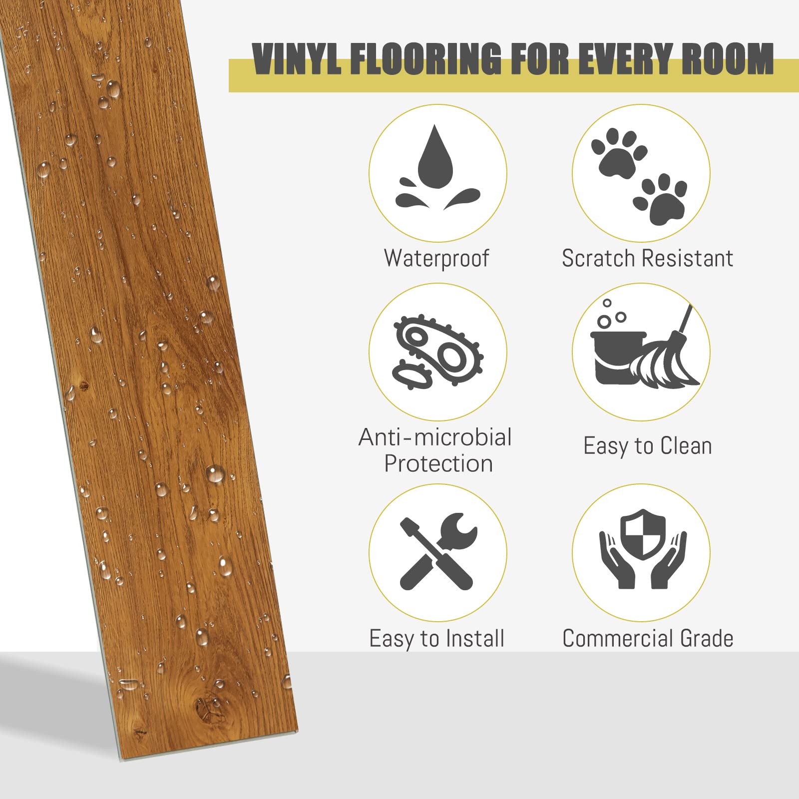 NeuType Luxury Vinyl Flooring Planks - Interlocking Flooring for Easy DIY Installation - Wood-Grain Texture, 9 Planks Per Box, 21.5 Sq. Feet, Moisture-Resistant Vinyl Plank Flooring for Every Room