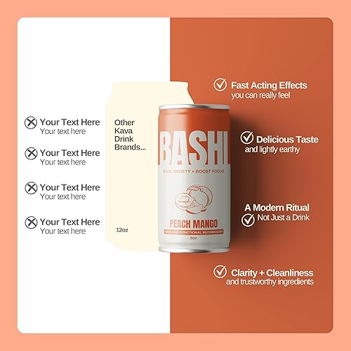 Miniatura 5 de Bashi - Kava Drink Experience - Relajación natural y alivio del estrés - Extracto de kava a base de plantas - Sin alcohol, sin cafeína - Mango de