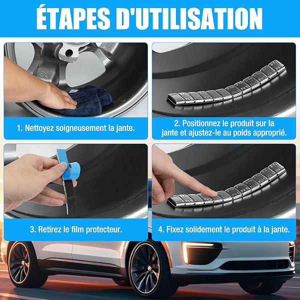 14 Bandes Masse Equilibrage Jante Tole 5g ×12, Plomb équilibrage Adhésif Masse Equilibrage Jante Alu, Bande de Poids d'équilibre Roue 840g Pour équilibreur de Pneu - 4