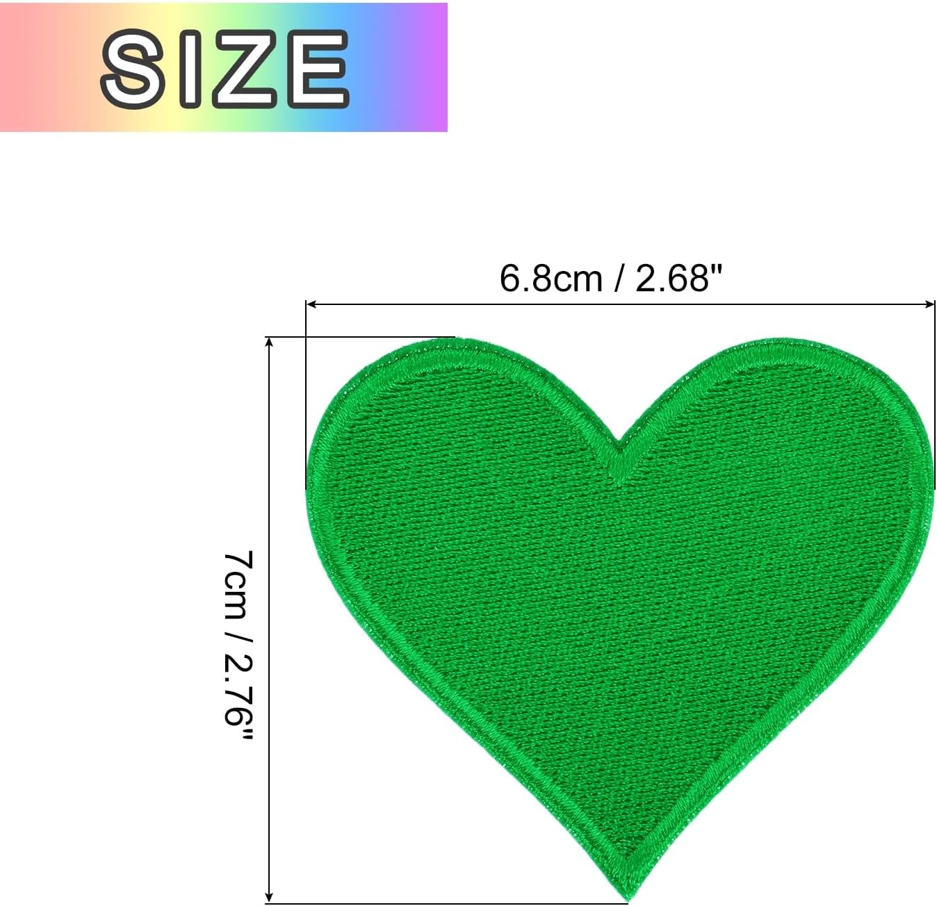 MECCANIXITY 120pcs Large Heart Shaped Iron on Patches 2.7x2.8 inch Embroidered Sew Patches Appliques Garment Embellishments for Clothing Repair Backpack, Green