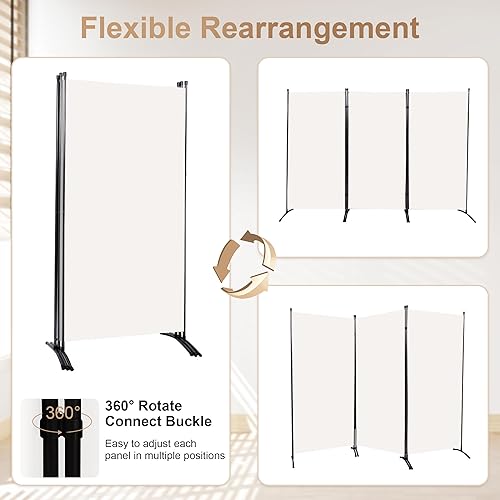 Miniatura 10 de Divisor de habitación de 72 pulgadas, pantallas de privacidad de un solo panel, pantalla de división portátil, marco de acero y división de oficina