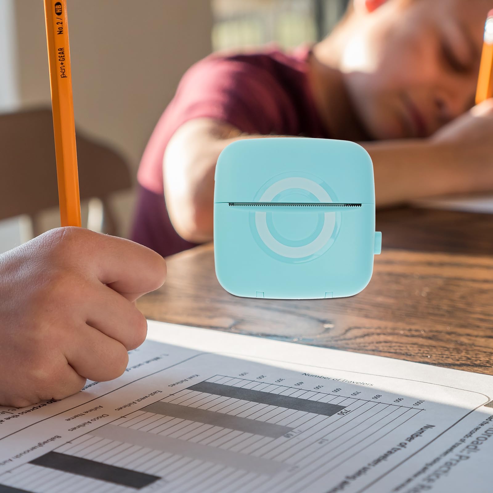 DECHOUS Impresora de Bolsillo, Impresora Fotográfica sin Tinta, 200dpi, 1000mah, 5v Micro USB, para Fotos y Recibos, Papel Térmico, Escuela y Hogar