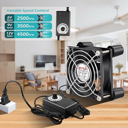 Miniatura 8 de Wathai Ventilador de computadora de 5.512 in x 0.984 in con enchufe de CA 110 V 120 V 220 V 240 V controlador de velocidad variable para bricolaje