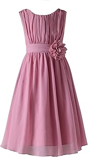 Junior Bridesmaids Little Girls Elegant Ruffle Chiffon Summer Flowers Girls Dresses - Buy now