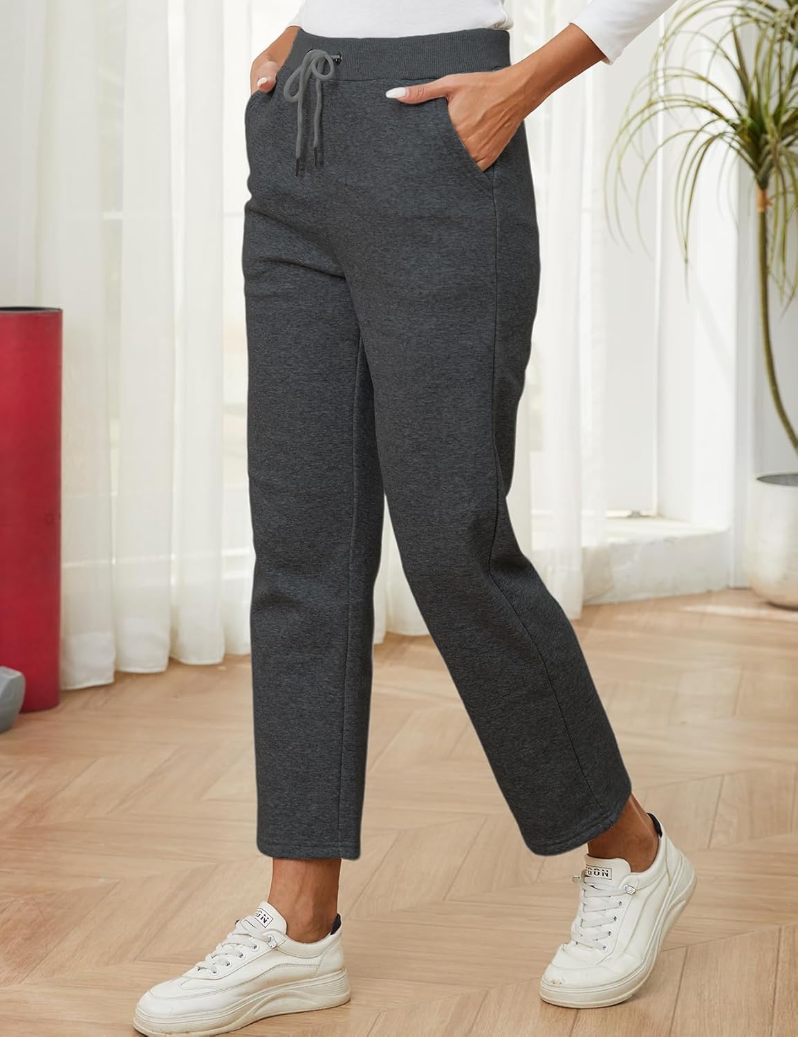 Gihuo Womens Sweatpants Warm Fleece Sweatpants Winter Sherpa Lined Joggers Pants - Image 4