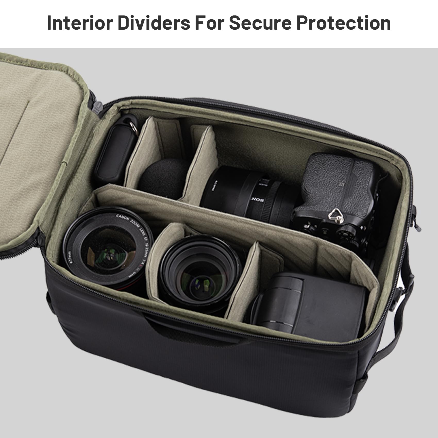 PGYTECH S Custodia Inserto Borsa Fotografica con Tracolla, Borsa Interna per Fotocamera Impermeabile e Anti-Shock con Divisori Regolabili, Custodia Protettiva per Reflex, DSLR, Mirrorless Obiettivi