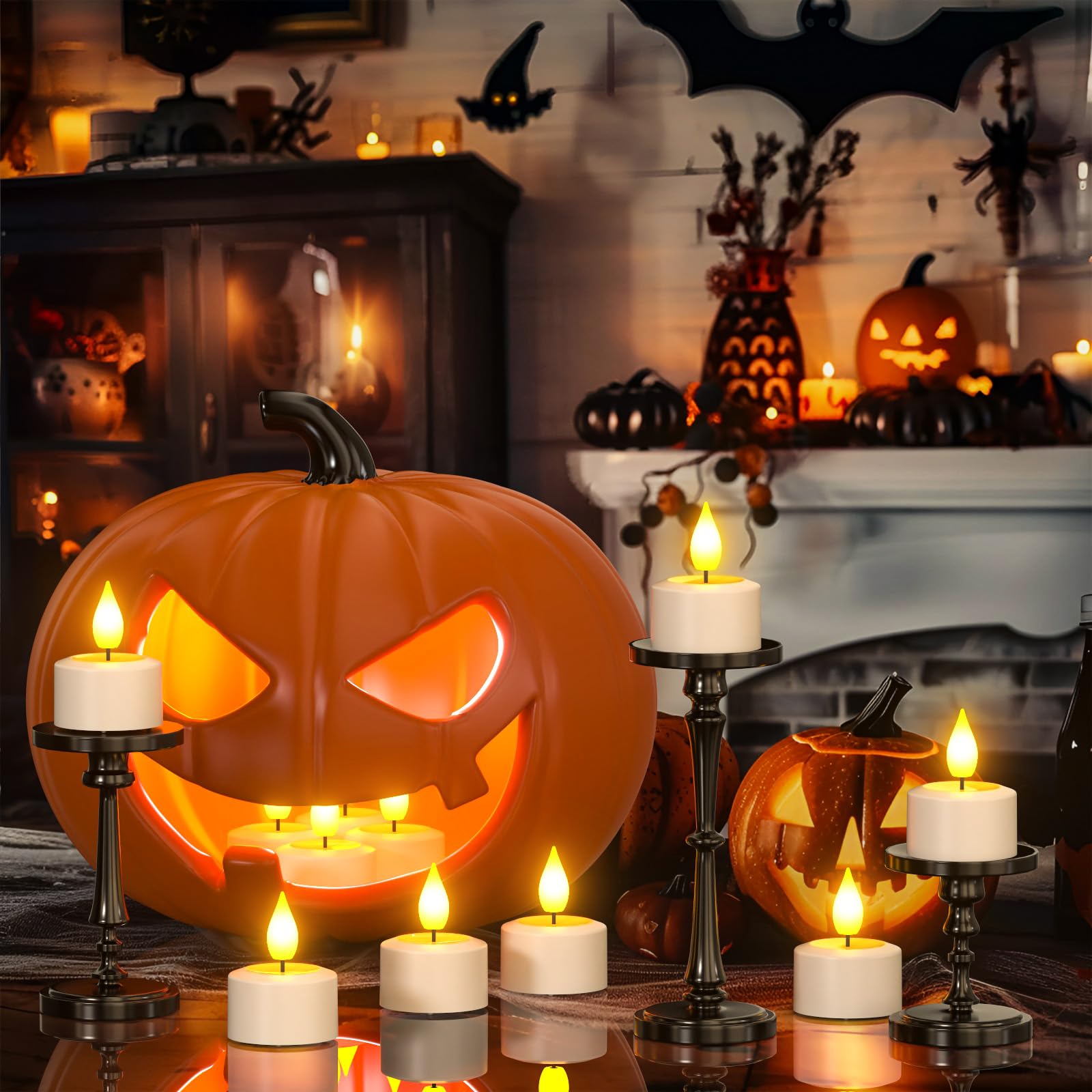 PChero Tea Light Candele Led con Timer, 6 Pezzi Candele Tealight Luci a Led Batteria Natalizie Decorative Finte Piccolo Elettriche Effetto Reale Per Halloween Natale Decorazioni Casa