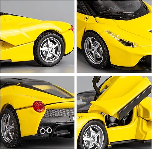 Miniatura 4 de BDTCTK Compatible con el modelo de automóvil Ferrari 132 con sonido y luz para niños y niñas, juguete para puerta de cuerpo de metal, color amarillo