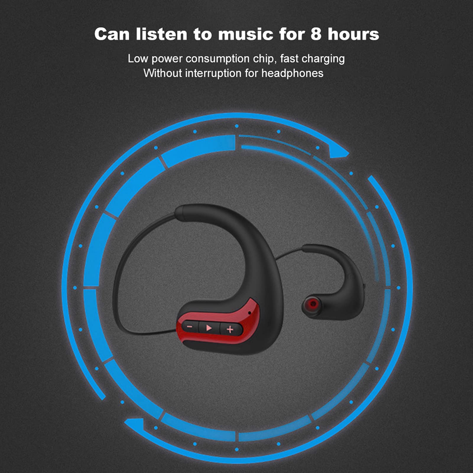 Ulepszony Wodoodporny Sportowy Zestaw Słuchawkowy IPX8 S1200 Pływanie Tylne Wiszące Słuchawki Bluetooth z Pamięcią 8G do Uprawiania Sportu, Wielofunkcyjne Bezprzewodowe Słuchawki (Czerwony)