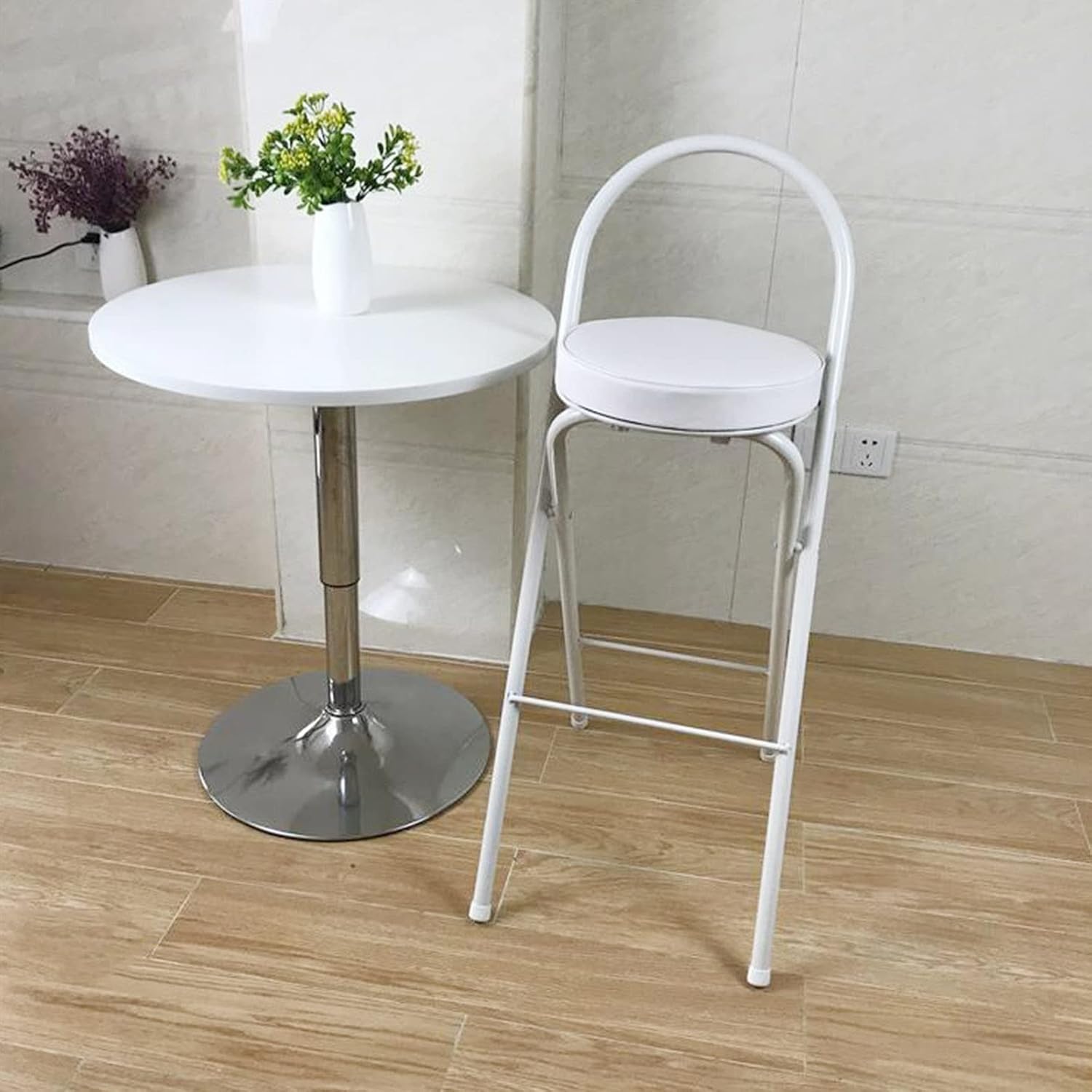 Foldable Bar Stool 26in /28in /30in Folding Kitchen Stool with Back Portable Folding Breakfast Bar Stool PU Soft Cushion Carbon Steel Folding Stool for Kitchen Island Pub Bar