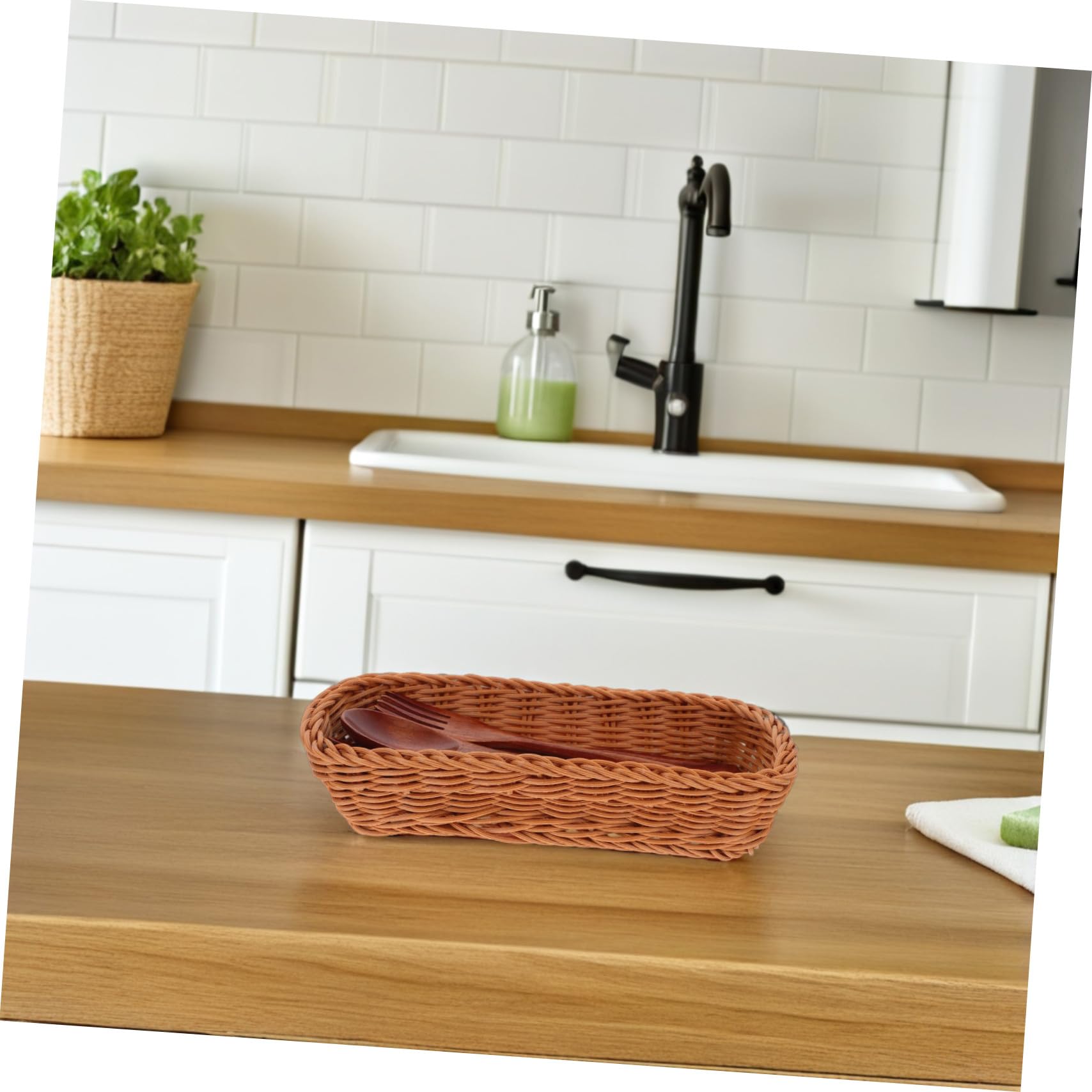 iplusmile Cesta de Almacenamiento de Plástico para Cubiertos, Organizador Reusable y Ligero para Cocina