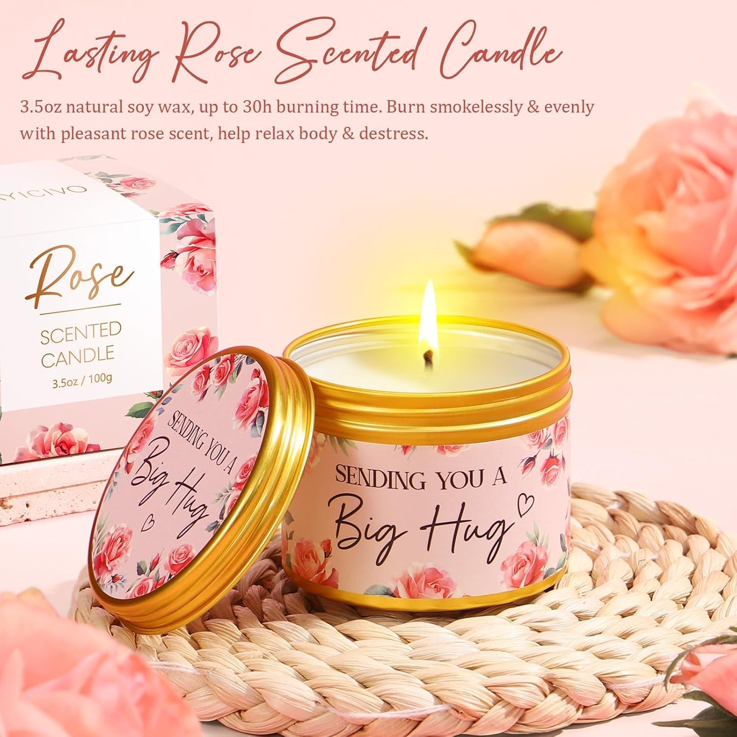 Birthday Gifts for Women Self Care Gift, Rose Spa Gift Baskets Bath Set Get Well Soon Care Package Valentines Day Gifts for Her Mom Women Sister Friend Wife Grandma Teacher Nurse w/ Blanket - Image 6