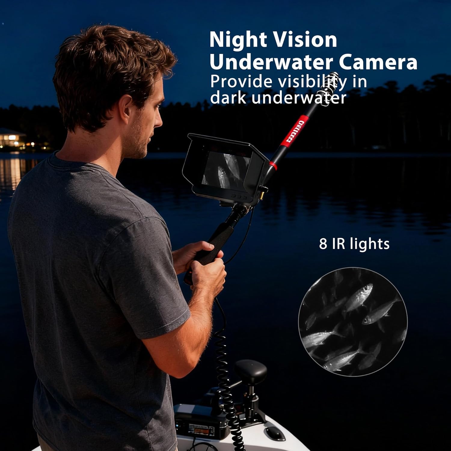 Portable Fish Finder with Underwater Camera: IP68 Waterproof 5 Inch IPS Display for Ice/Lake Fishing & Murky Conditions | Depth Finder for Ice Fishing/Boats/Kayaks with 8000mAh Battery 7