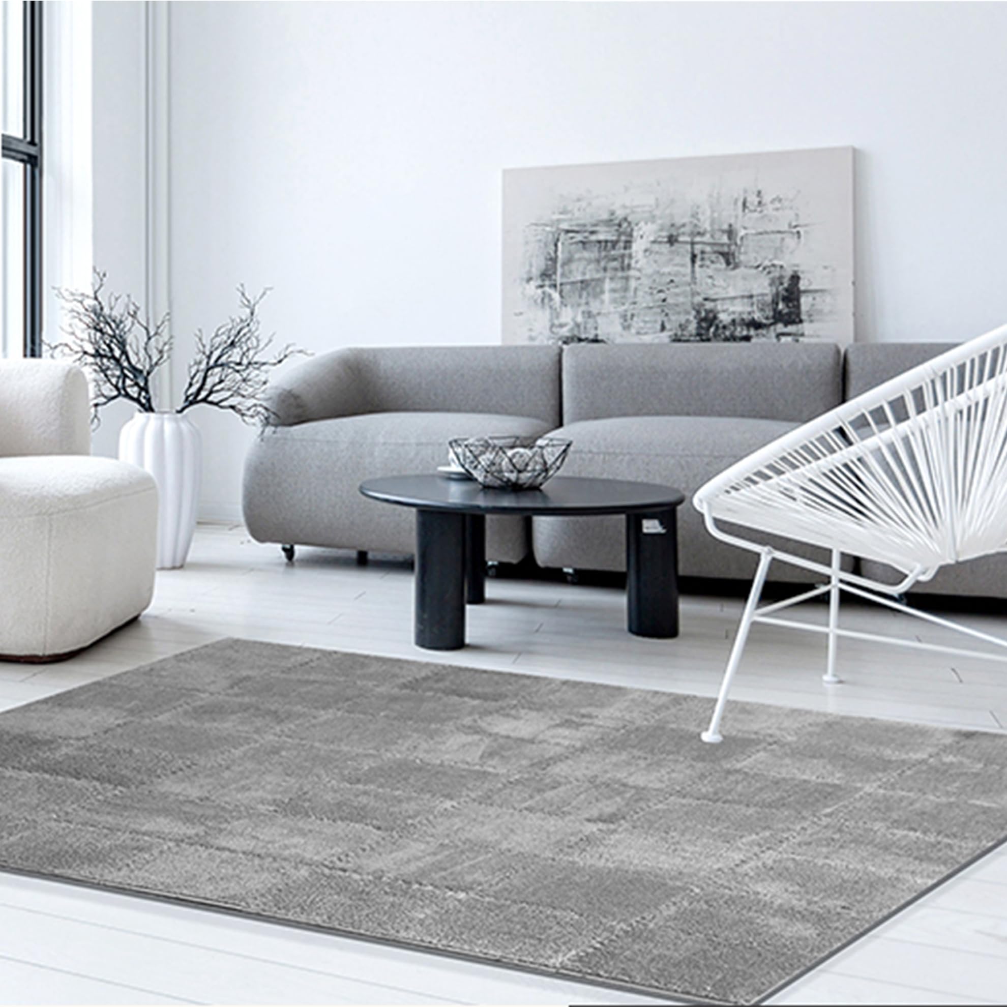 50 pièces de tapis en mousse à assembler en peluche, 30 x 30 cm - Tapis de sol pour salon et chambre à coucher - Tapis de sol en mousse à assembler pour le jeu (Gris, 50 pièces)