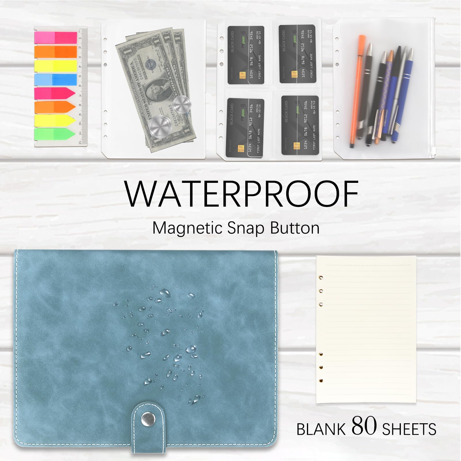 Classeur A5 6 Anneaux Papier Recharge Agenda A5 - 200 Pages Vierges -  125g/m² - 6 Anneaux - Compatible Filofax Recharge Agenda 6 Anneaux, image size:1601x1601