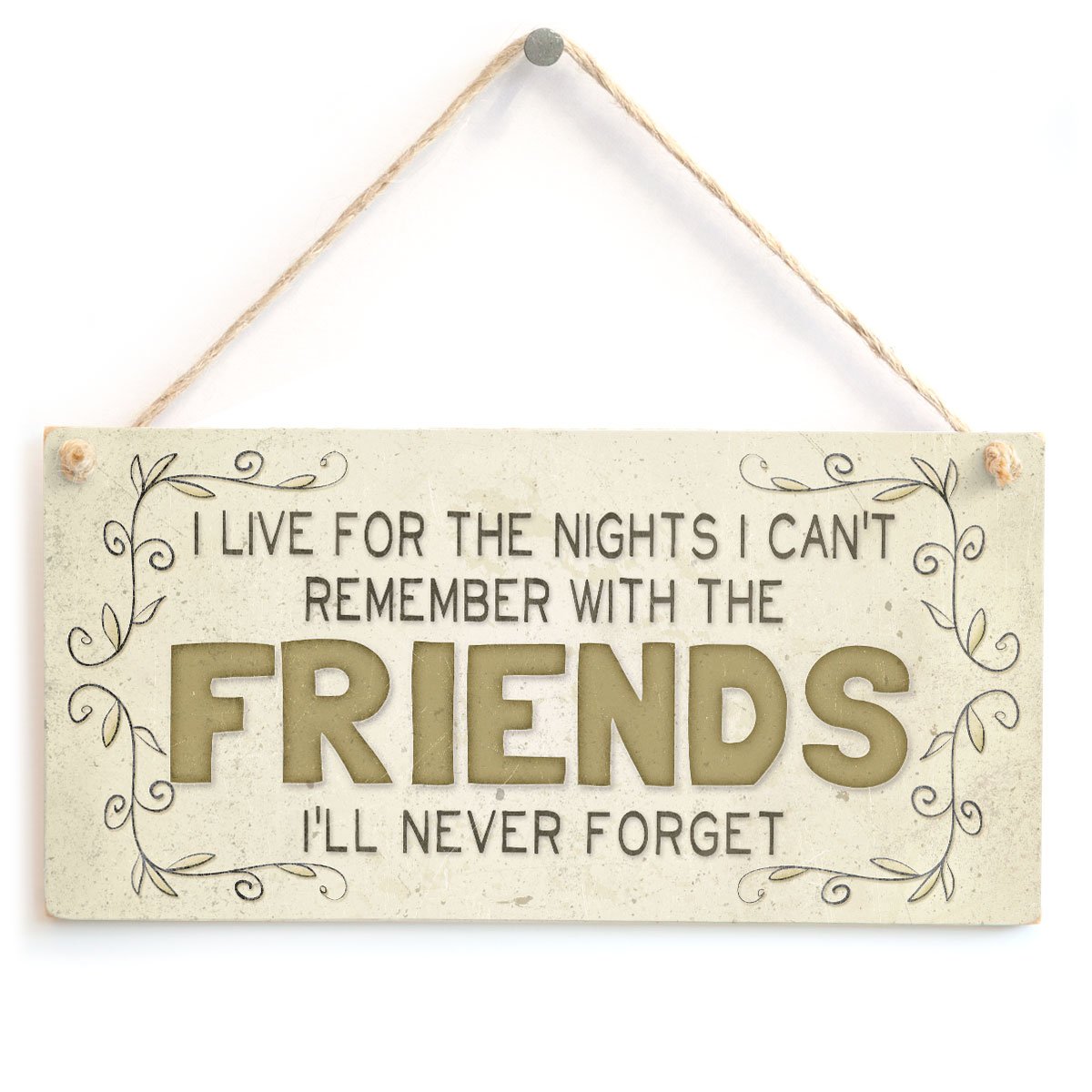 I Live for The Nights I can’t Remember with The Friends I’ll Never Forget - Beautiful Home Accessory Friendship Gift Sign
