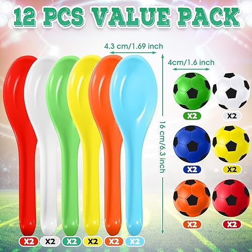 Miniatura 9 de PullCrease Paquete de 12 juguetes de carreras para adolescentes y adultos, juego de carreras de pelota de espuma de fútbol y cuchara para fiesta