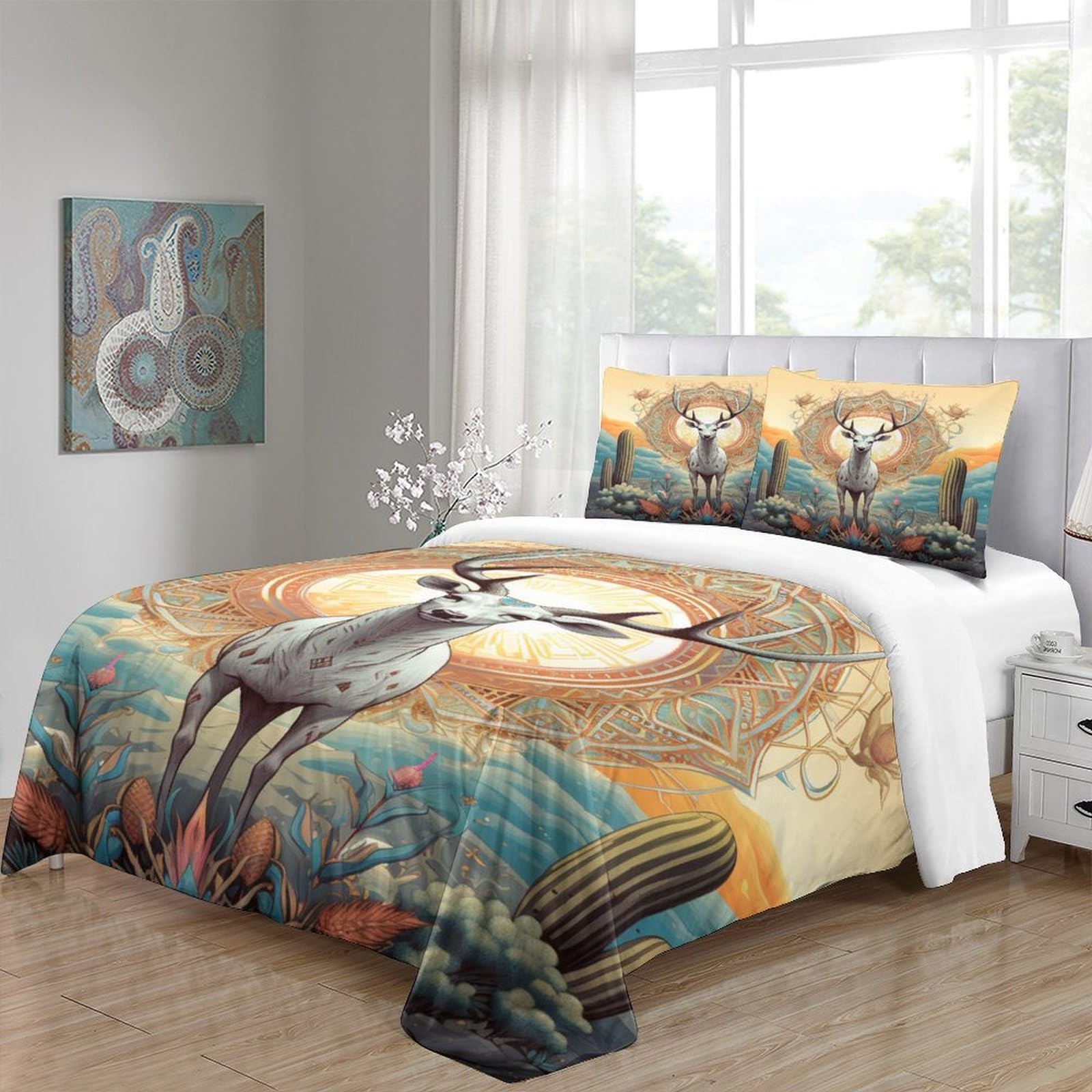 Stampato in 3D Pronipote tibetano Copertina Stampata Microfibra Disegnata Biancheria Da Letto Cura Facile Set 3 Pezzi,Double（200x200cm）, Per Ragazzi Adulti