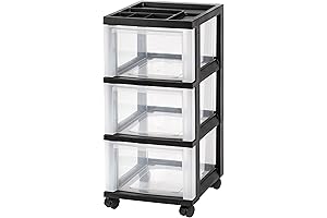 IRIS USA 3-Drawer Plastic Drawer Organizer Rolling Cart