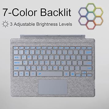 Type Cover for Microsoft Surface Pro 7+ / Pro 7/6 / 5/4 / 3, 12.3 inch, Ultra-Slim Wireless Bluetooth Tablet Keyboard with Multi Touchpad (Ash)