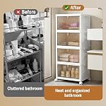 Bacs de rangement empilables à 4 niveaux avec couvercle, boîte de rangement pliable de 23 QT avec roues, organisateurs et rangement pour placard, conteneurs de rangement en plastique pour maison, bureau, dortoir, blanc