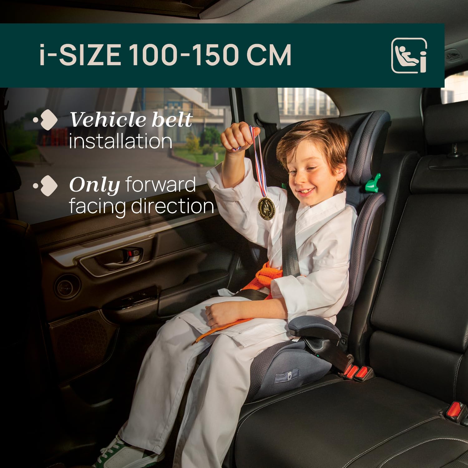 Chicco, Quizy i-Size, Silla de Coche para Niños 3-12 Años (100-150 cm), Peso 15-36 kg, Grupo 2/3, Instalación Fácil con Sistema Isofix, Reclinable, Ajustable en Altura, Reposabrazos Acolchados, Negro