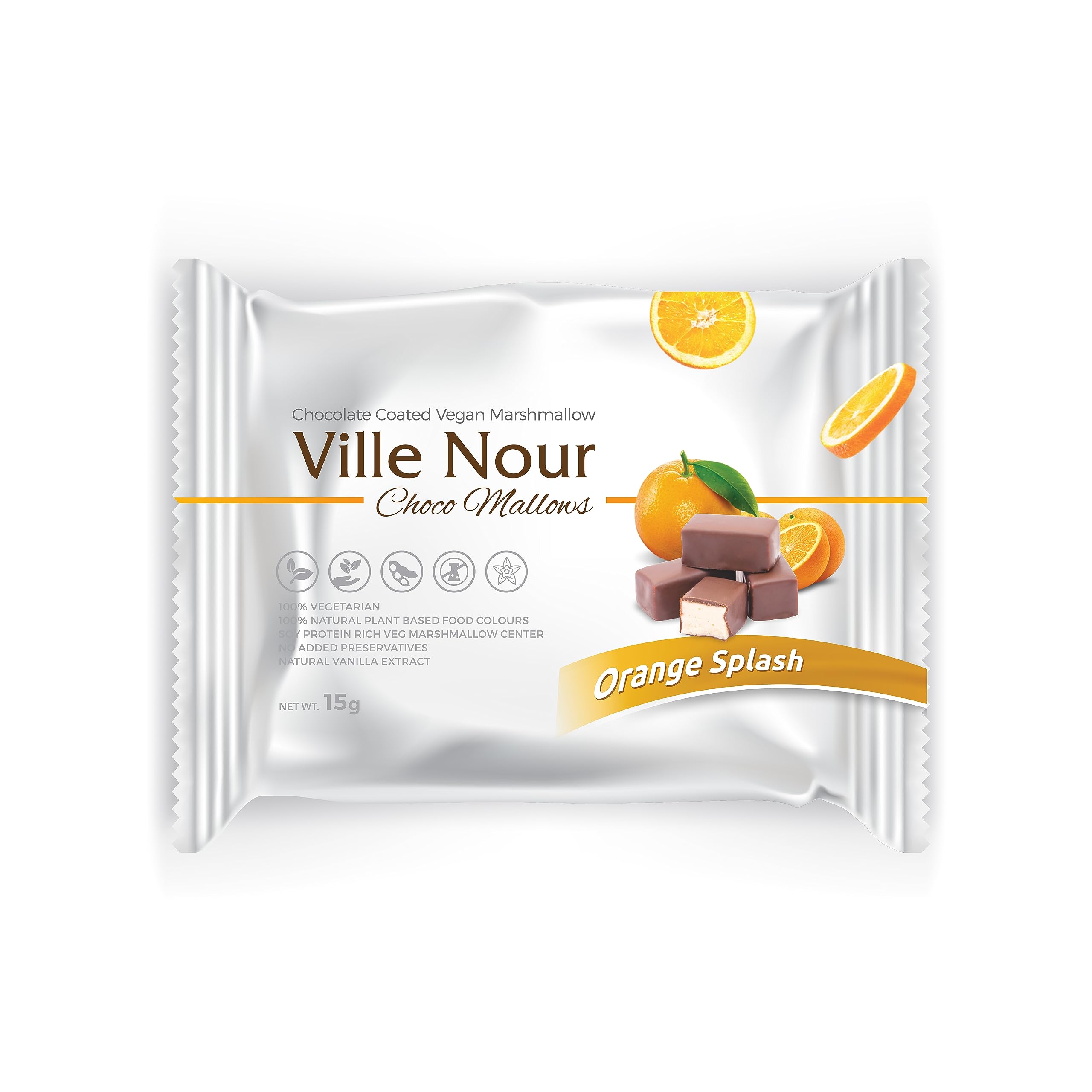 Ville Nour Choco Mallows 15g (Pack of 6) | Orange Splash Flavour | Dark Chocolate Coated Marshmallows | Natural Vanilla Extract | 100% Vegetarian, Plant-Based & No Preservatives | For Kids & Adults (B095RX28HM) Amazon Price History, Amazon Price Tracker