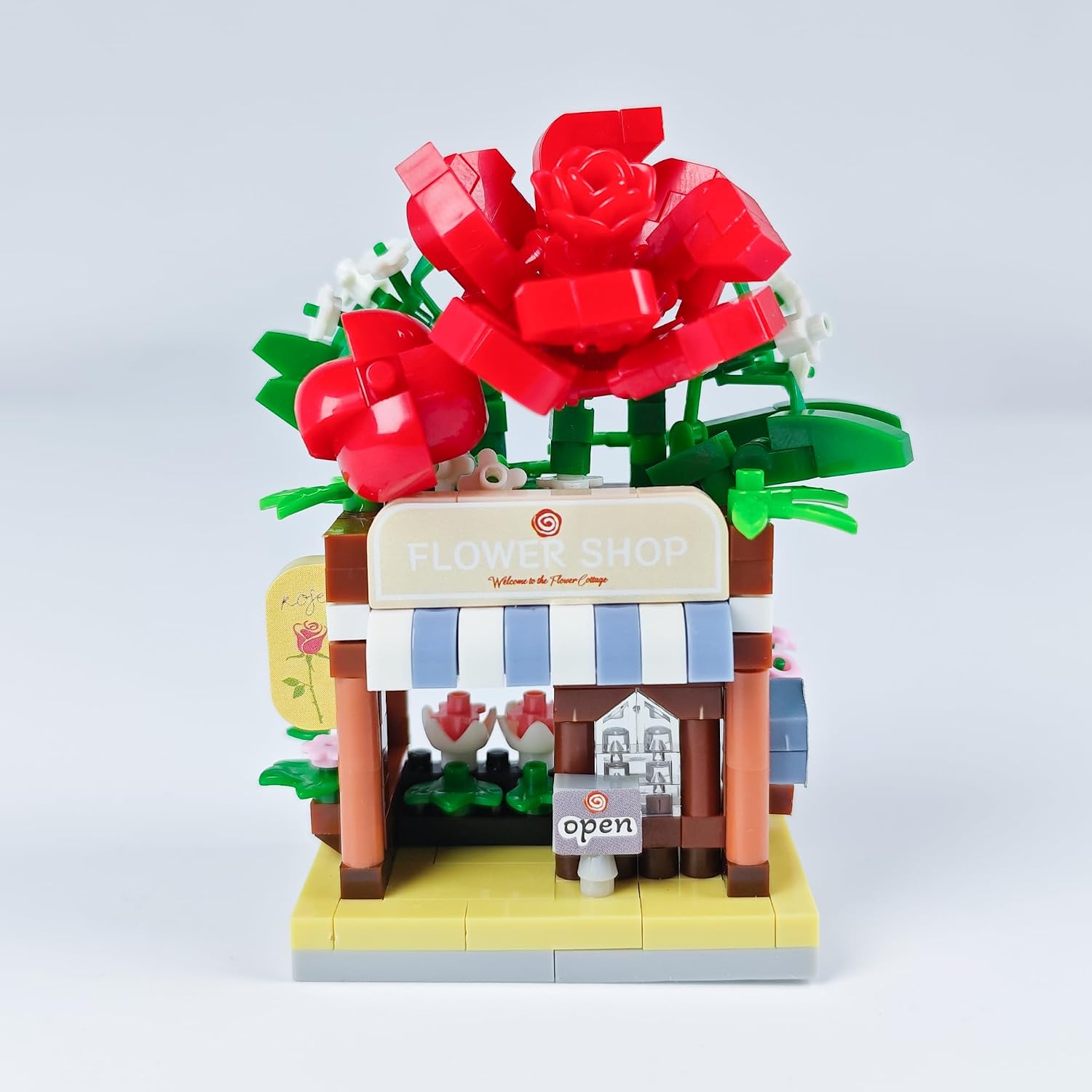 Red Roses Mini Flower Shop Building Toy Street City Store View image 5