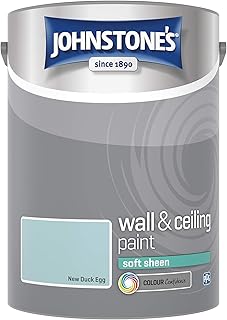 Johnstone\'s - Wall & Ceiling Paint - New Duck Egg - Soft Sheen Finish - Emulsion Paint - Fantastic Coverage - Easy to Apply - Dry in 1-2 Hours - 12m2 Coverage per Litre - 5L