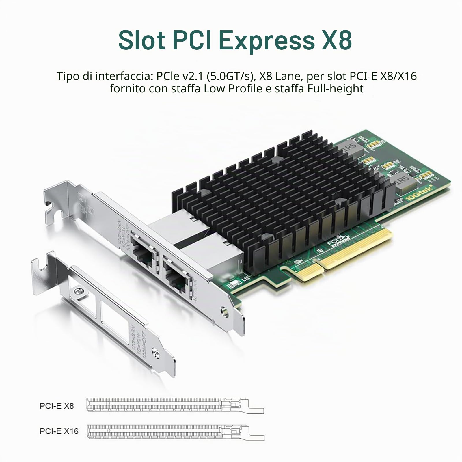 ipolex Scheda di rete da 10 Gb, 2 porte RJ45, scheda di rete 10GbE rispetto a Intel X540-T2, supporto Windows Server/Windows/Linux/VMware (non supporto MAC)