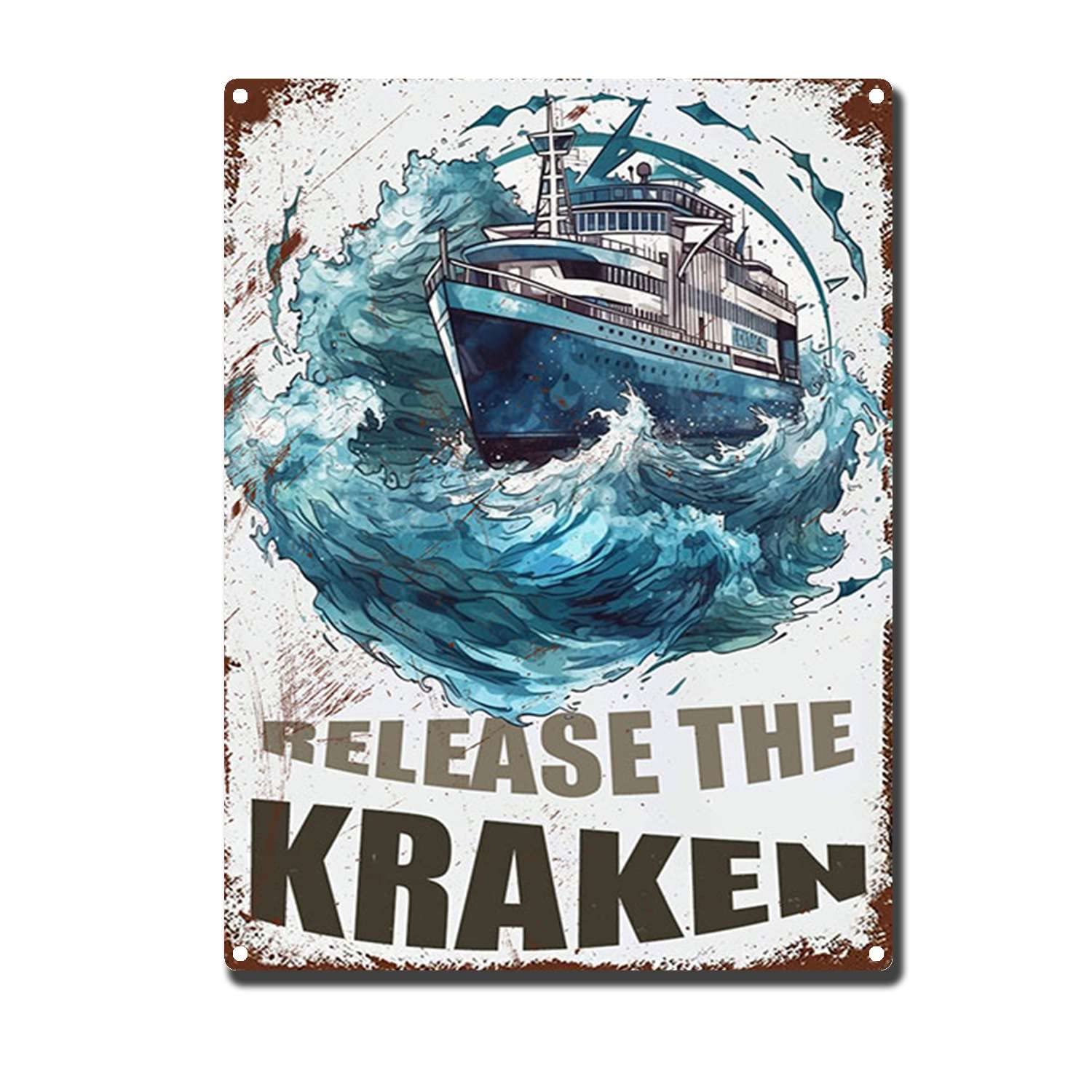 HYCLAM Tin Sign Release The Kraken Restoring The Toilet Bathroom Art Ancient Ways Wall Decor Wall Hanging 12x16inch-Tin Sign