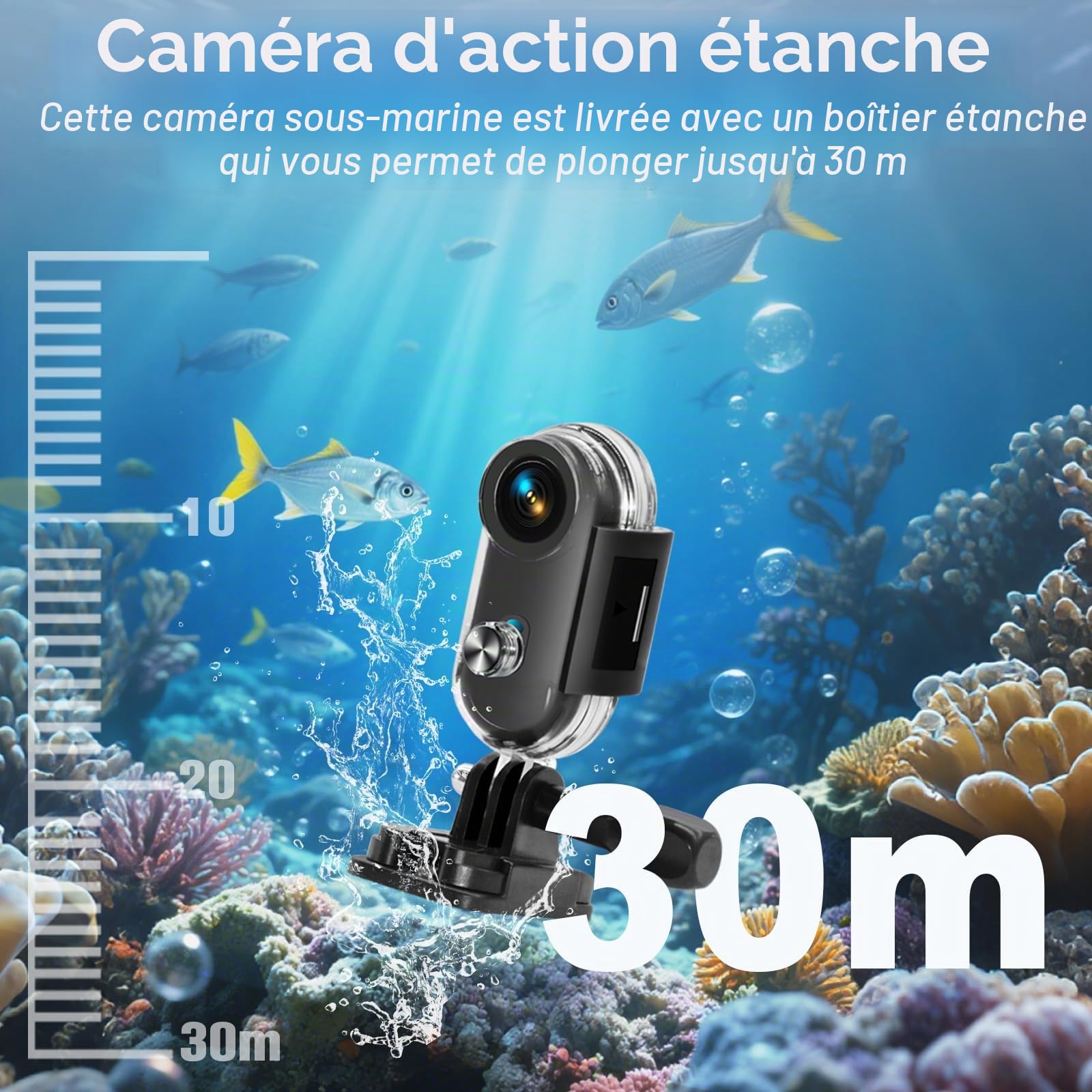 Action Cam WiFi, 1080P Mini Caméra Sport avec 32 Go, Caméra 360°, Vidéo Vélo/Moto Casque, Accessoires Varis pour Voyages/Outdoor/Animaux