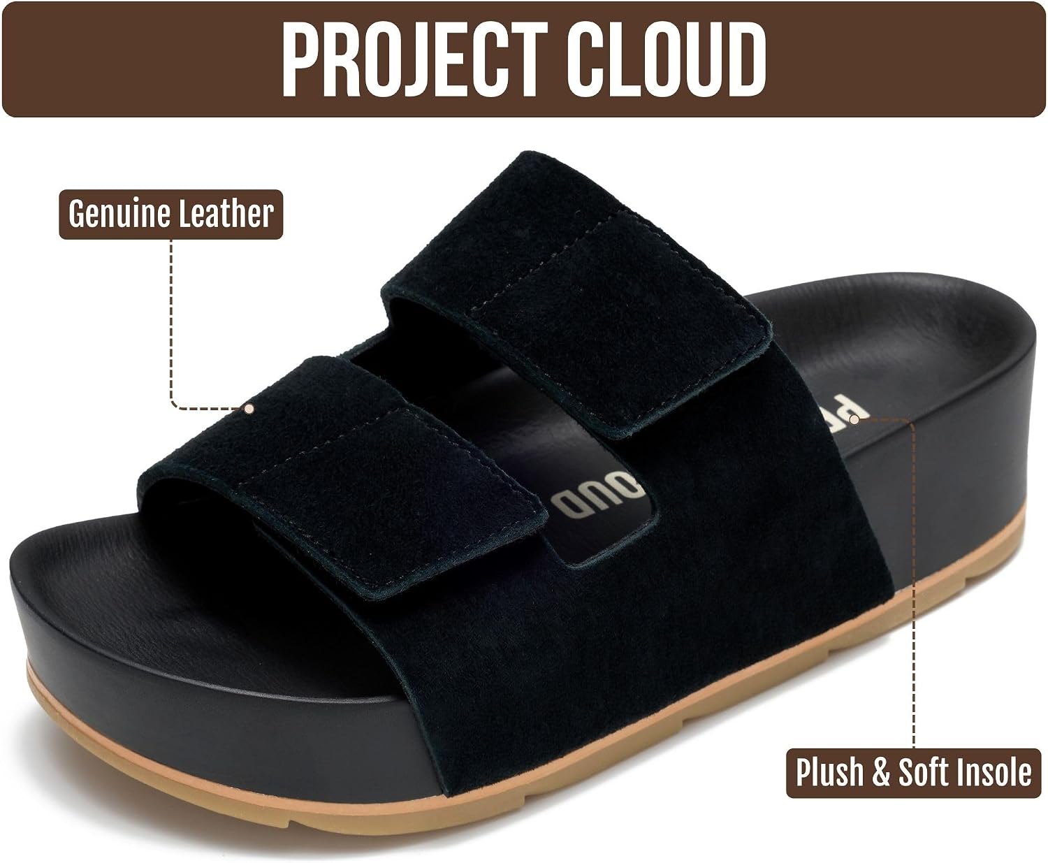 Project Cloud 100% Genuine Leather Platform Sandals Women Summer Wedges