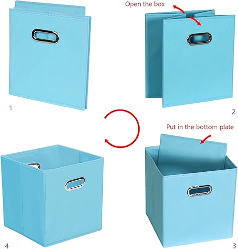 Miniatura 5 de Yunkeeeper - Cubos de almacenamiento, organizador de cubos de tela con asa, cubos plegables para almacenamiento de tela o accesorios, 11 x 11 x 11