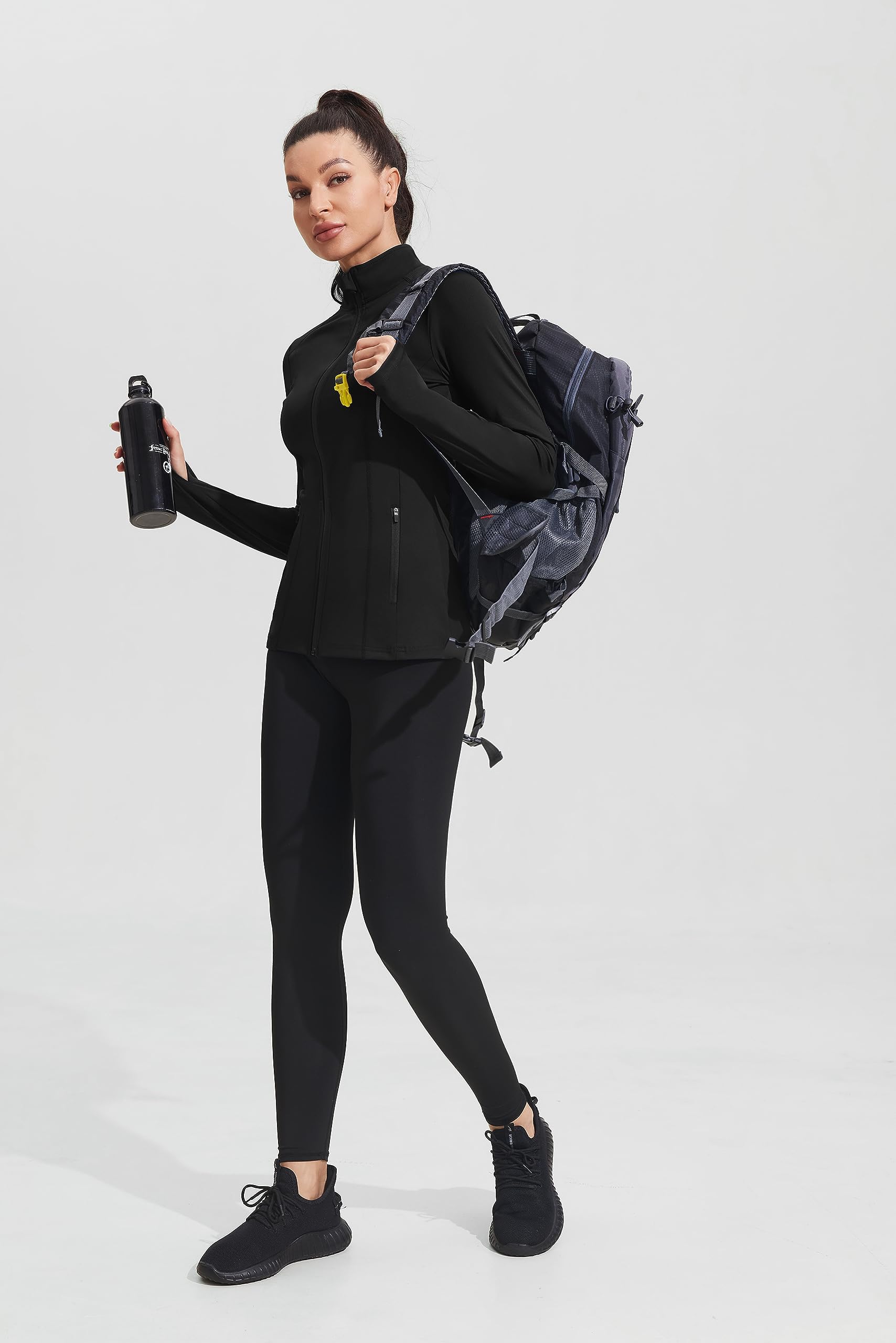 PINSPARK Veste De Course Pour Femme Veste De Sport à Manches Longues Veste D'entraînement Respirante