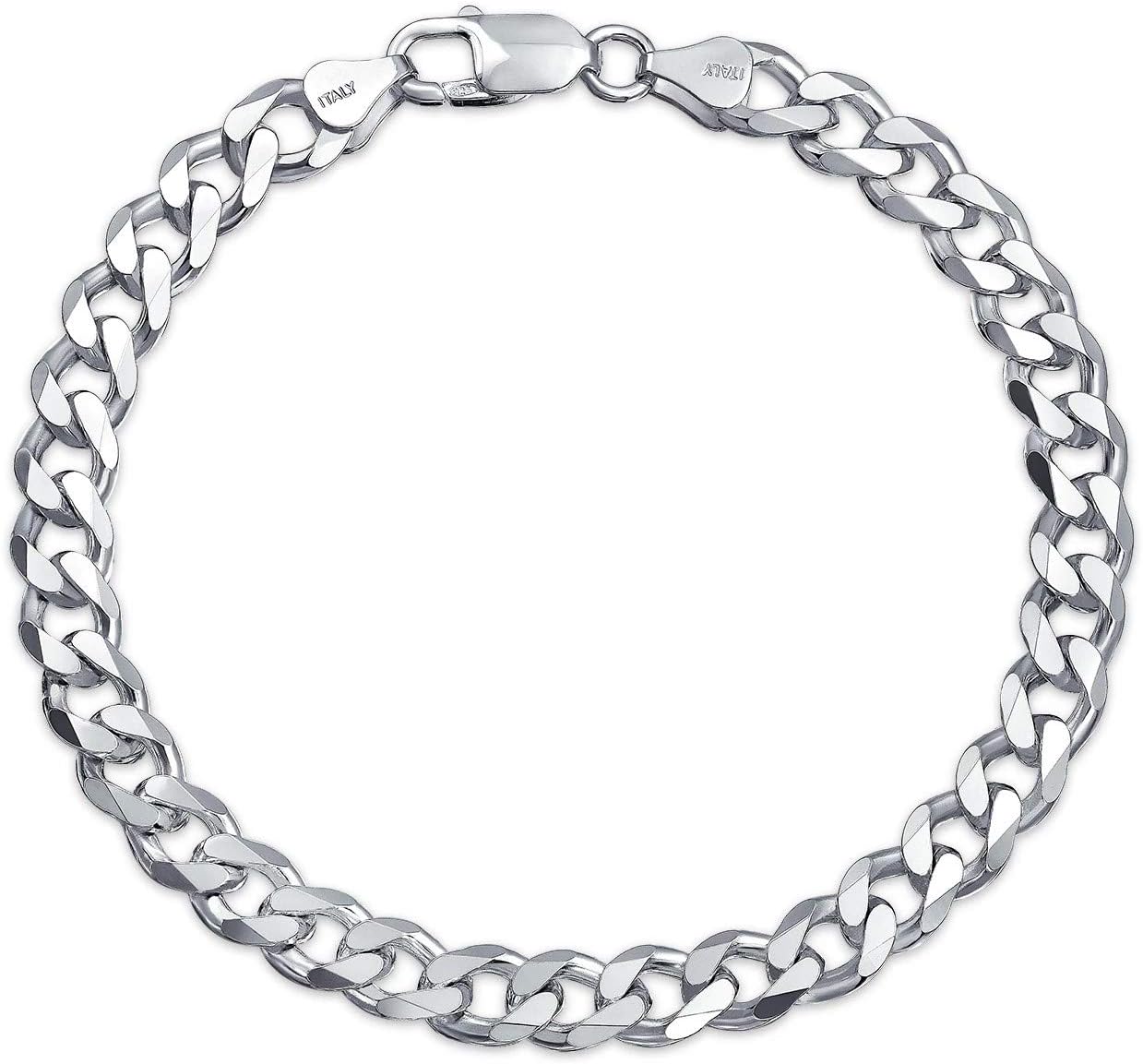 Italian 925 Sterling Silver Heavyweight Curb Cuban Necklace For Men, Thick Heavy Necklaces In Solid Sterling Silver, Mens Link Chain and Bracelet 6.75MM -9MM