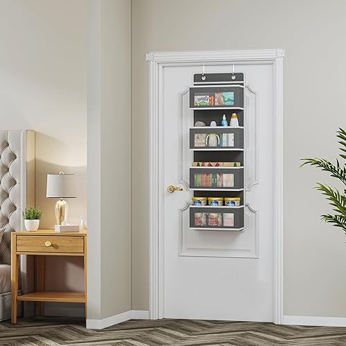 Miniatura 7 de Organizador colgante de 4 estantes para colgar sobre la puerta, almacenamiento de montaje en pared para dormitorio, organizador de puerta con