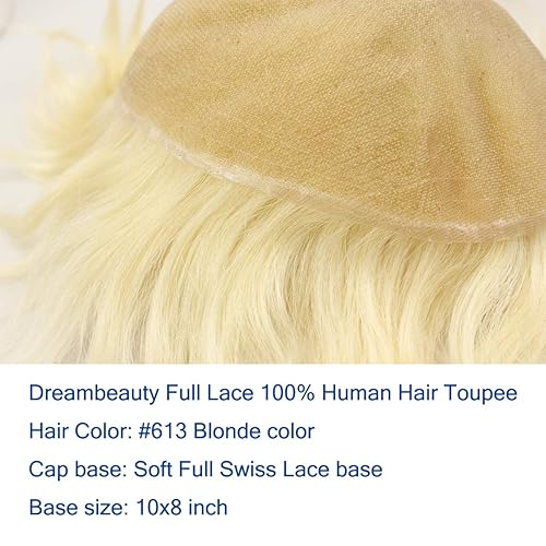 Miniatura 7 de Dreambeauty Tupé completo de base de encaje suizo para hombres, sistema de reemplazo de cabello humano virgen europeo para hombres, extensiones de