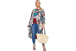 Highlight Your Curves: Women's Plus Size High-Low Printed 3/4 Sleeve Blouse