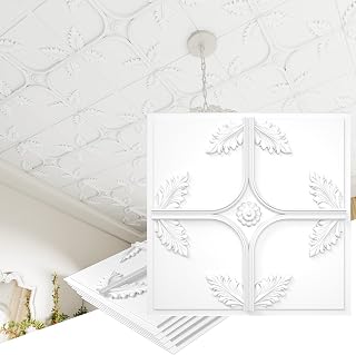 24 PCS 2x2 FT Cross Leaf Decorative Ceiling Tiles, 24x24 Inch 3D Modern ...