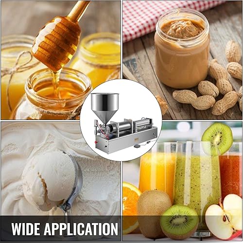 Miniatura 6 de VEVOR Máquina de llenado de líquidos neumática 33.8-169.1 fl oz, máquina de llenado de pasta de crema de doble uso con tolva de 40L, llenado de