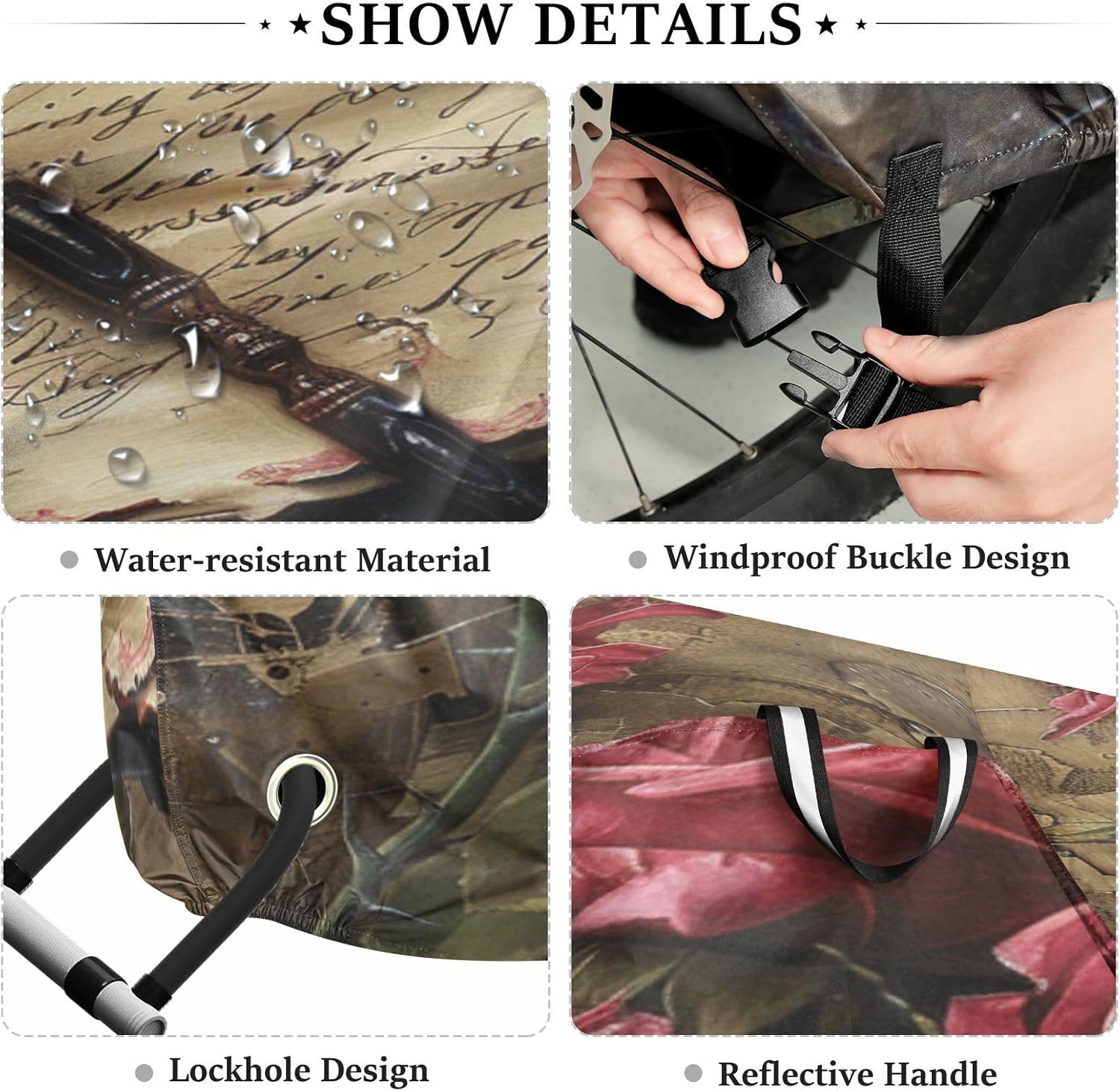 ALAZA Red Rose Pen Letter Bike Cover Waterproof Outdoor Ebike Bicycle Covers Tarp Protection for 1/2 Bikes, Sun UV Dust Wind Proof