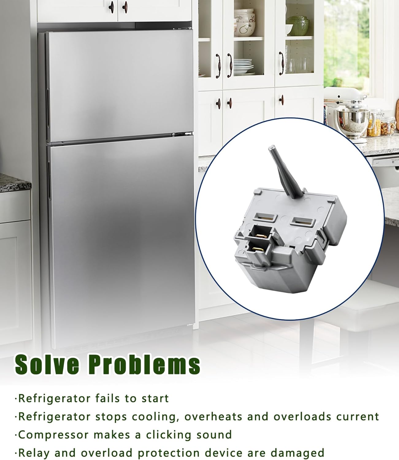 WR08X21100 Refrigerator Compressor Start Relay and Overload Kit Fits For GE Refrigerators， Replace AP5986440, 4589654, PS11721884 and More.