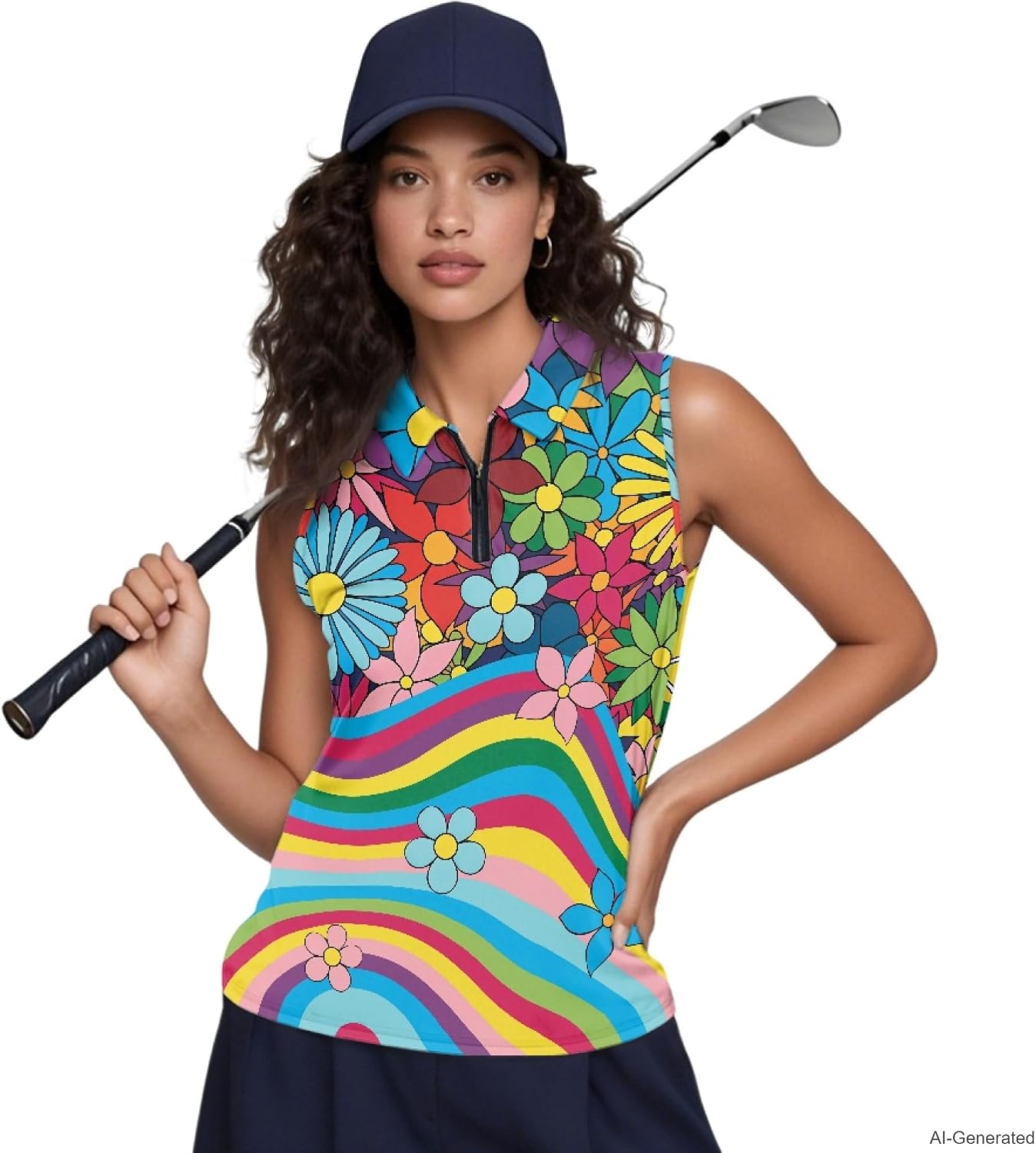 Women's Sleeveless Golf Shirts Quarter Zipper Tennis Tank Tops Racerback with Collar Quick Dry Athletic Shirt
