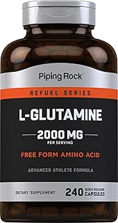 Piping Rock L Glutamine Powder Capsules | 2000 mg | 240 Pills | Supplement for Women & Men | Free Form Amino Acid | Non-GMO, Gluten Free