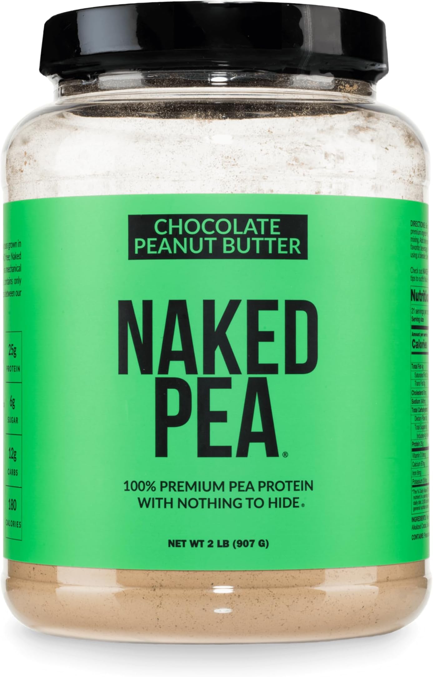 NAKED Pea - Chocolate Peanut Butter Protein from US & Canadian Farms, Organic Cocoa, Organic Coconut Sugar - No GMO, No Soy, and Gluten Free, Aid Growth and Recovery - 21 Servings