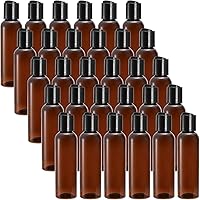 Bekith 30 Pack 4oz Amber Squeeze Bottles with Flip Caps - BPA-Free Leakproof Travel Bottles for Shampoo, Lotion, Essential Oils