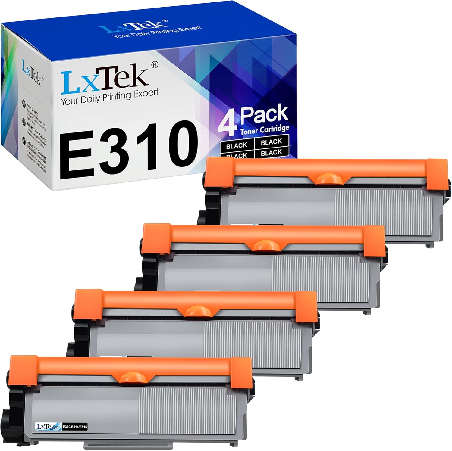 LxTek Compatible Toner Cartridge Replacement for Dell E310dw P7RMX PVTHG 593-BBKD Compatible with E310dw, E515dw, E514dw, E515dn Laser Printers, High Yield (Black, 4-Pack)