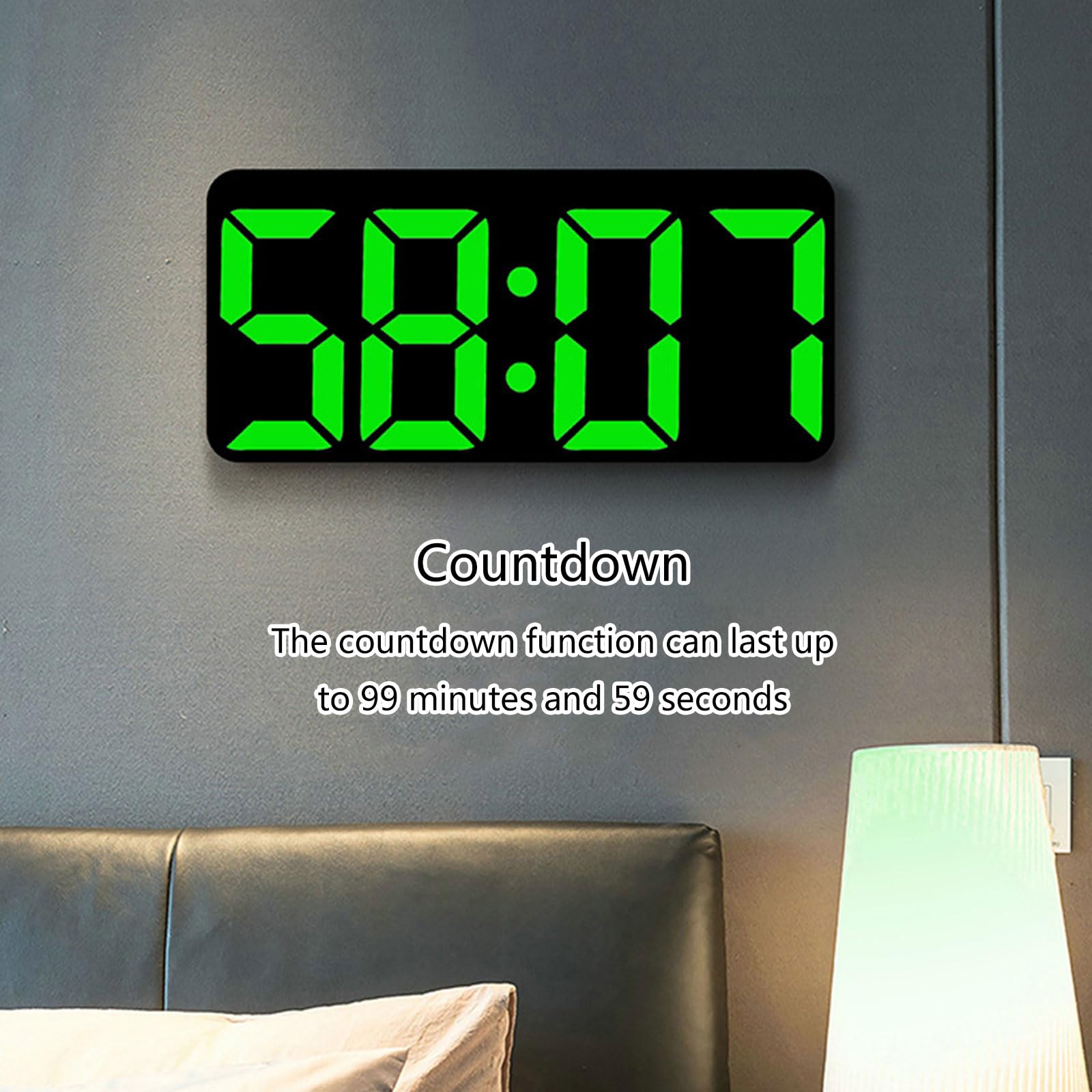 Reloj Digital Multifuncional con números, función de Cuenta Regresiva y termómetro Incorporado para hogar o la Oficina Reloj con Brillo Ajustable